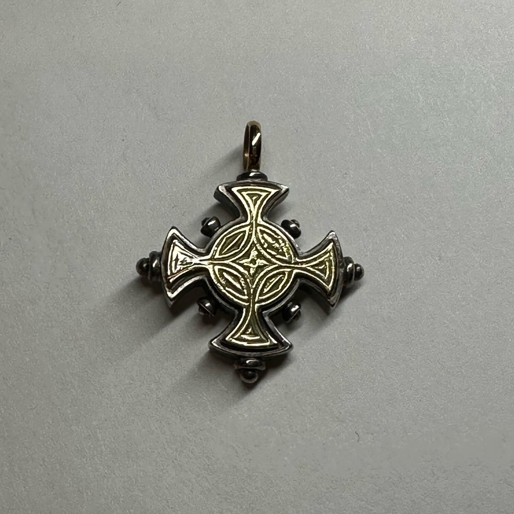 Konstantino Two Tone 18k Gold & Silver Double Sided Byzantine Cross - Picture 8 of 12
